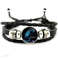 Load image into Gallery viewer, Zodiac Aquarius Leather Bracelets
