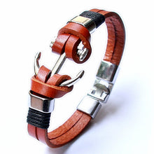 Load image into Gallery viewer, Anchor Leather Bracelet for Men