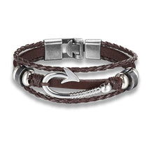 Load image into Gallery viewer, Anchor Leather Bracelet for Men