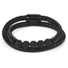 Load image into Gallery viewer, Jiayiqi Black Leather Bracelet for Men