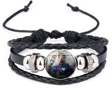 Load image into Gallery viewer, Iron Man Tony Stark Heart Leather Bracelet