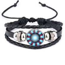 Load image into Gallery viewer, Iron Man Tony Stark Heart Leather Bracelet